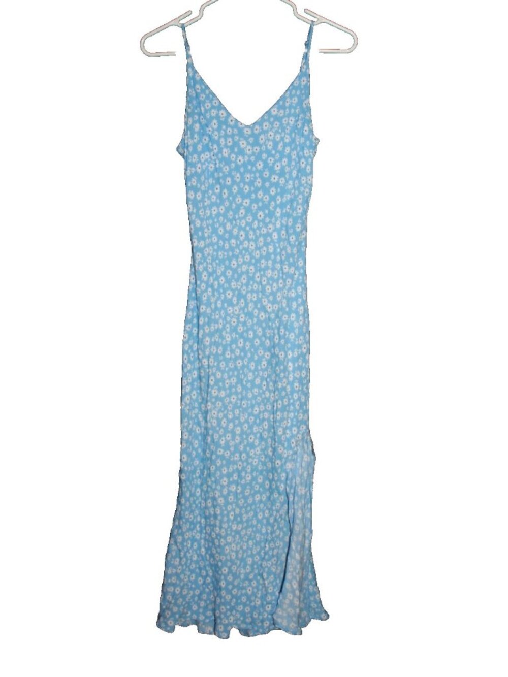 The Workshop Midi Dress Blue Floral Print White Rayon Cottagecore Size Medium